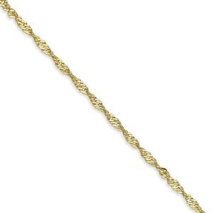 1.7mm, 10k Yellow Gold, Singapore Chain Necklace, 16 Inch